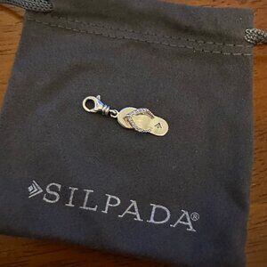Silpada Silvertone Flip Flop Pendant Charm